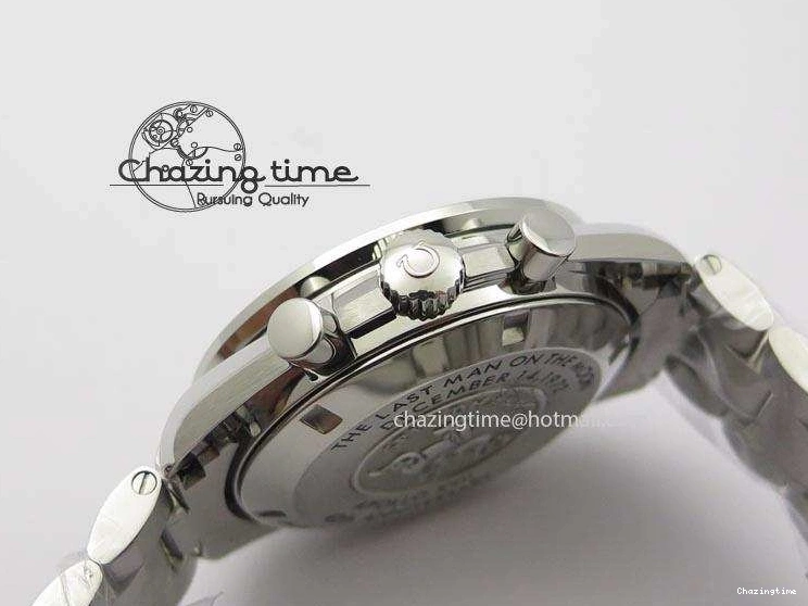 0206 Modern Speedmaster Apollo XVII Gray Dial On SS Bracelet Manual Winding Chrono Movement 8223